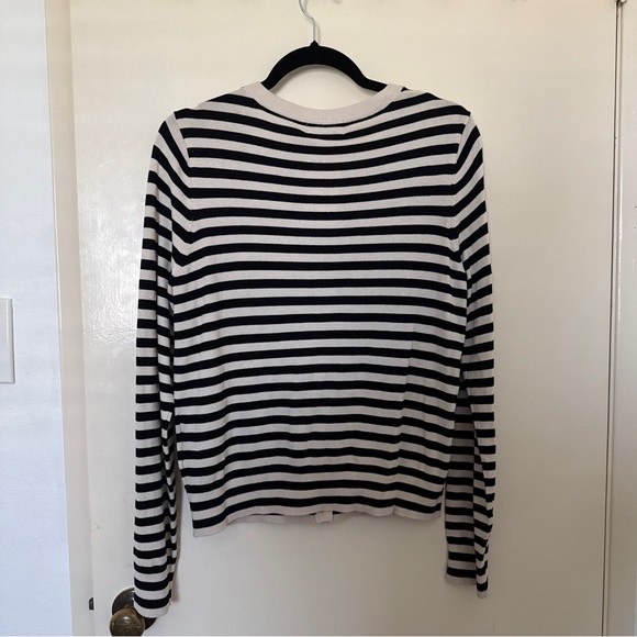 H&M Striped Black and tan button down Cardigan size L - Picture 5 of 6